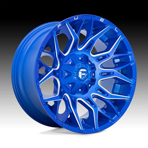 Fuel Twitch D770 Anodized Blue Milled Custom Truck Wheels 1